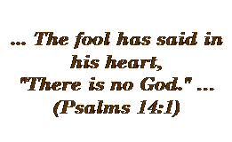 Text Box: ... The fool has said in his heart,
"There is no God." … 
(Psalms 14:1)